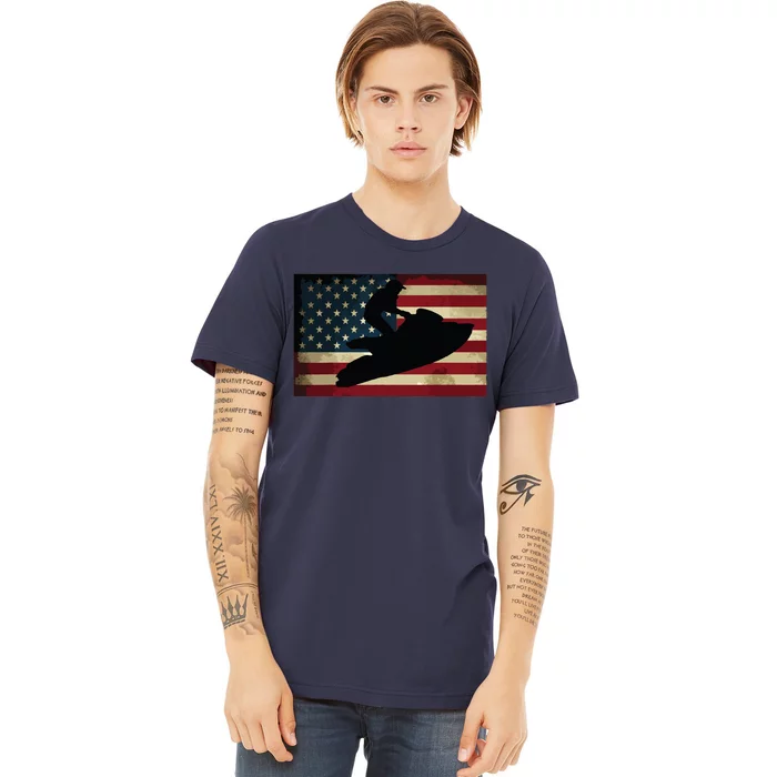 Jet Ski Jet Skier Tee Jet Skiing USA Flag Premium T-Shirt