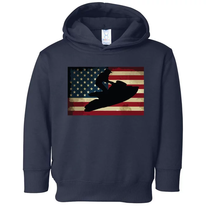 Jet Ski Jet Skier Tee Jet Skiing USA Flag Toddler Hoodie