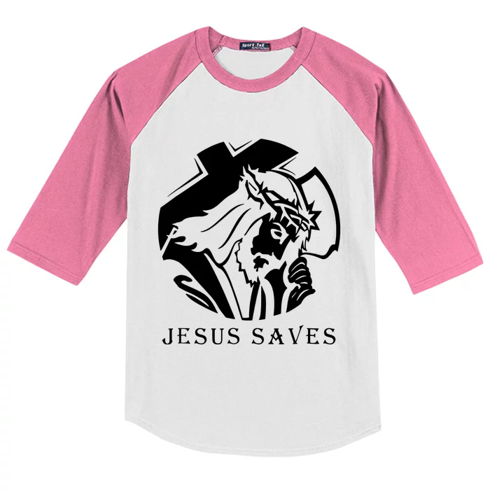 Jesus Saves Kids Colorblock Raglan Jersey