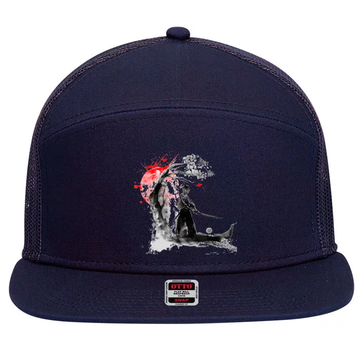 Japanese Samurai 7 Panel Mesh Trucker Snapback Hat