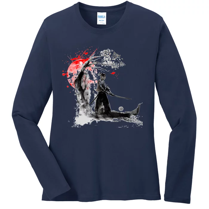 Japanese Samurai Ladies Long Sleeve Shirt