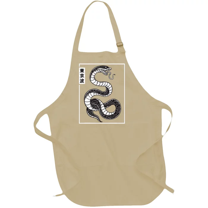 Japanese Snake Japan Art Japanese Aesthetic Anime Full-Length Apron With Pocket