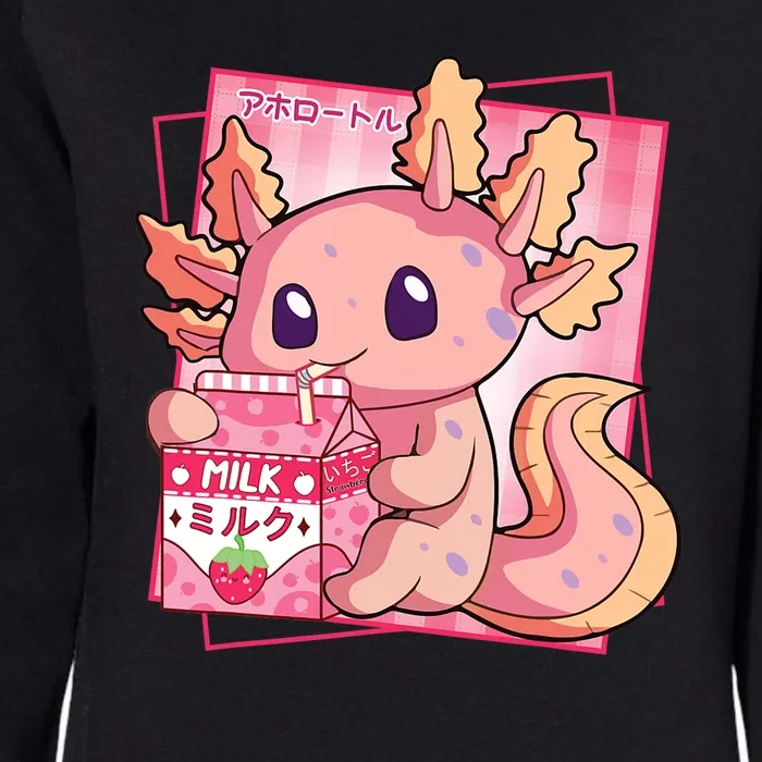 Japanese Style Kawaii Axolotl Strawberry Milk Anime Womens California Wash Sweatshirt