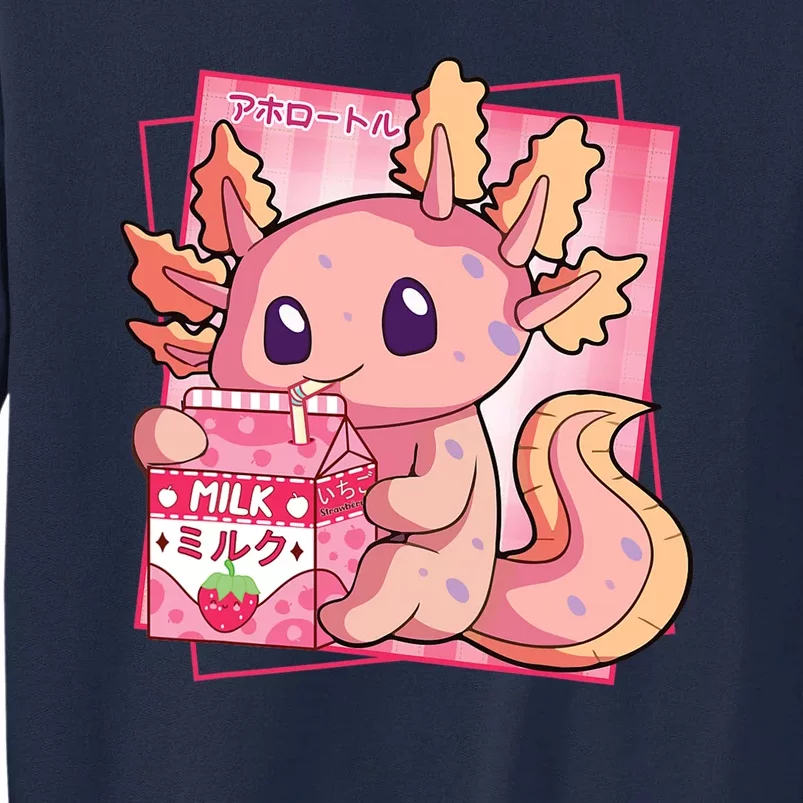 Japanese Style Kawaii Axolotl Strawberry Milk Anime Tall Sweatshirt