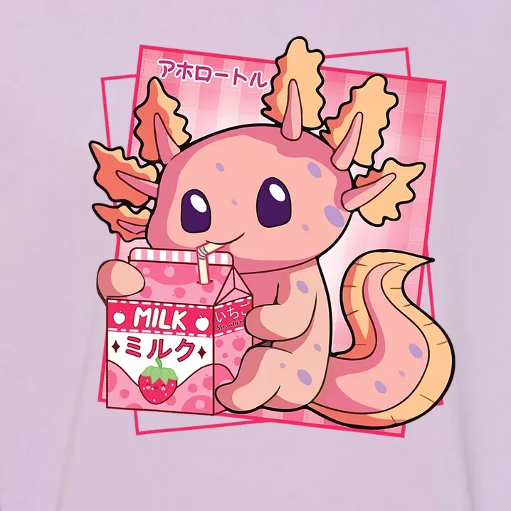 Japanese Style Kawaii Axolotl Strawberry Milk Anime Garment-Dyed Sweatshirt