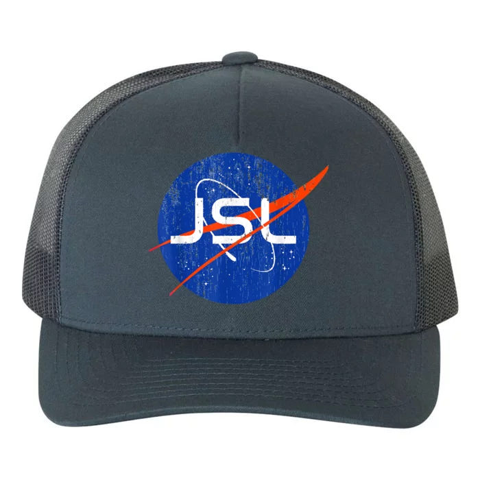 Jewish Space Laser Logo Badge Distressed Funny Meme Yupoong Adult 5-Panel Trucker Hat