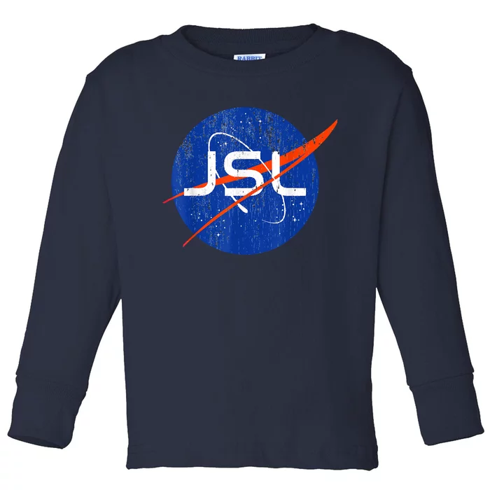 Jewish Space Laser Logo Badge Distressed Funny Meme Toddler Long Sleeve Shirt