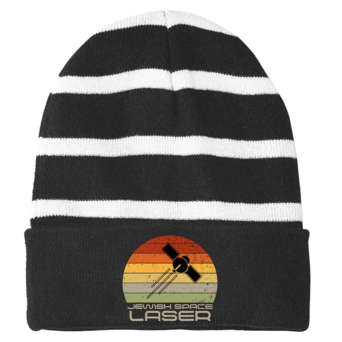 Jewish Space Laser Fan Design Funny Prank Astronomy Universe Striped Beanie with Solid Band