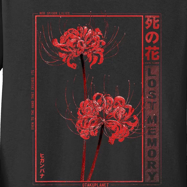 Japanese Spider Lily Soft Grunge Anime Aesthetic Flower Kids Long Sleeve Shirt