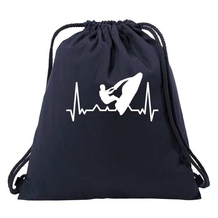 Jet Skiing Lover I Heartbeat Jet Skiing Cute Gift Drawstring Bag