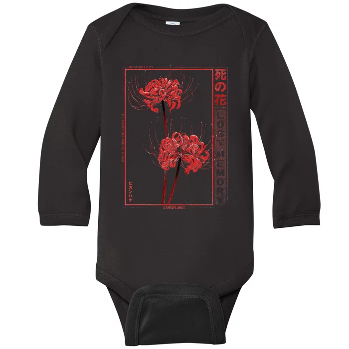 Japanese Spider Lily Soft Grunge Anime Aesthetic Flower Baby Long Sleeve Bodysuit