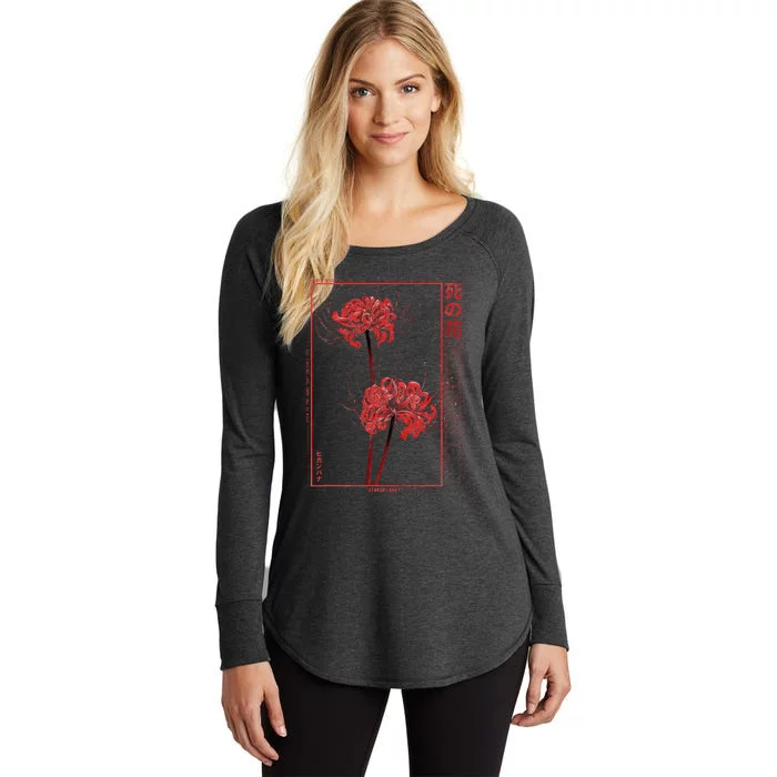 Japanese Spider Lily Soft Grunge Anime Aesthetic Flower Women's Perfect Tri Tunic Long Sleeve Shirt