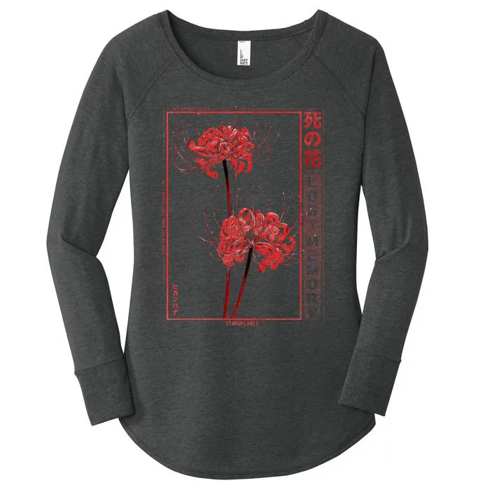 Japanese Spider Lily Soft Grunge Anime Aesthetic Flower Women's Perfect Tri Tunic Long Sleeve Shirt