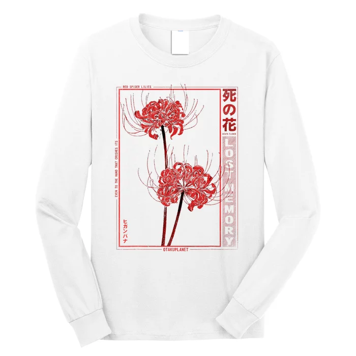 Japanese Spider Lily Soft Grunge Anime Aesthetic Flower Long Sleeve Shirt