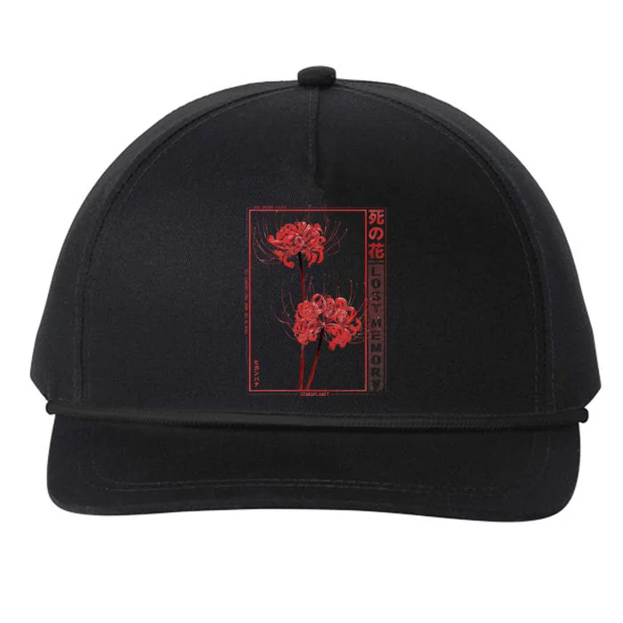 Japanese Spider Lily Soft Grunge Anime Aesthetic Flower Snapback Five-Panel Rope Hat