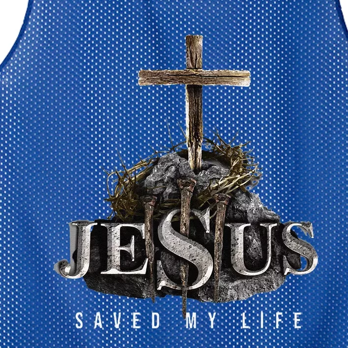 Jesus Saved My Life Christian Religious Bible Church Mesh Reversible Basketball Jersey Tank