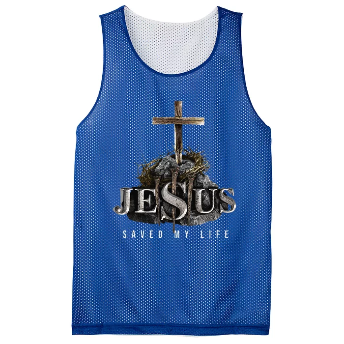 Jesus Saved My Life Christian Religious Bible Church Mesh Reversible Basketball Jersey Tank