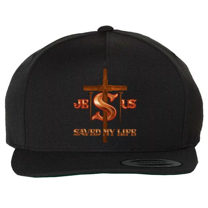 Jesus Saved My Life Metal Cross And Nails Wool Snapback Cap