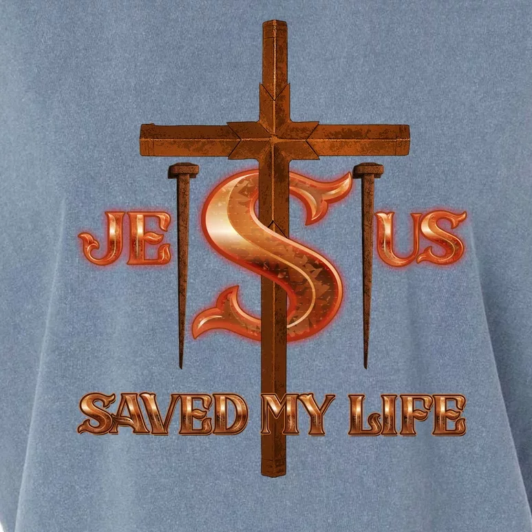 Jesus Saved My Life Metal Cross And Nails Garment-Dyed Women's Muscle Tee