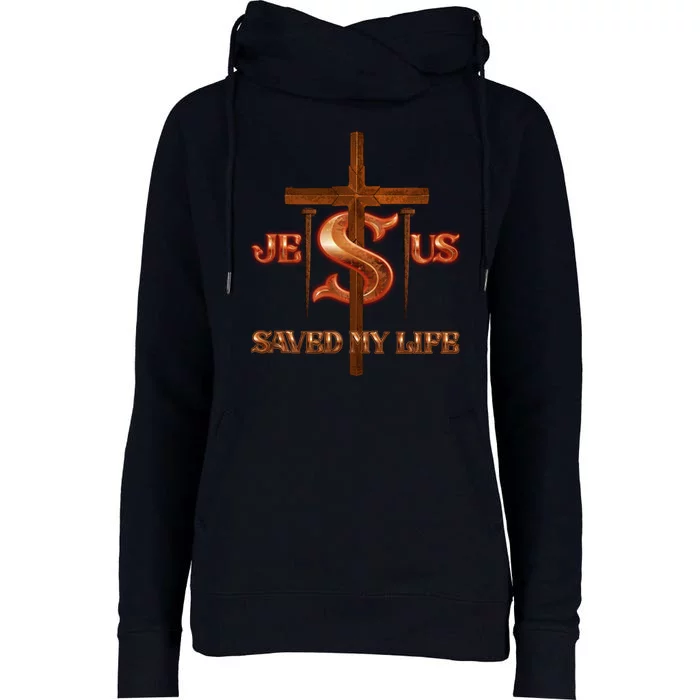 Jesus Saved My Life Metal Cross And Nails Womens Funnel Neck Pullover Hood