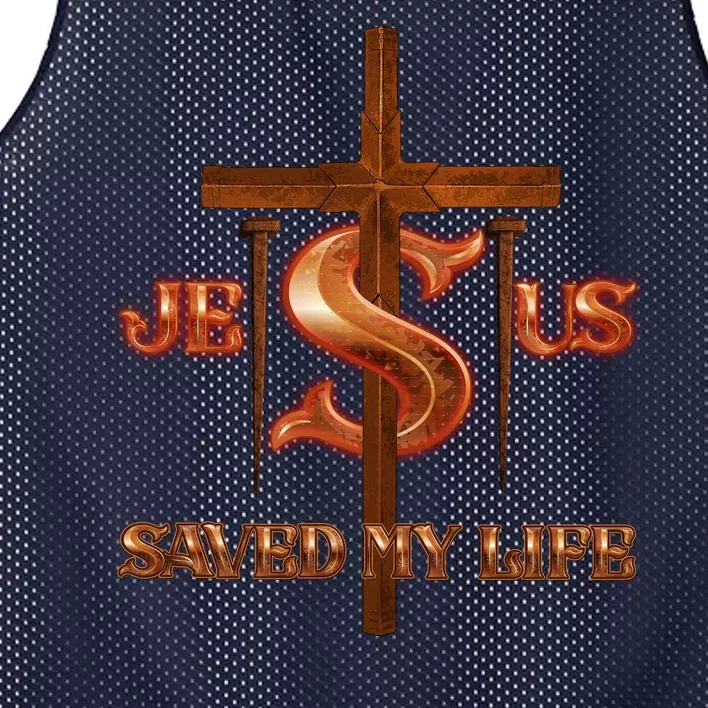 Jesus Saved My Life Metal Cross And Nails Mesh Reversible Basketball Jersey Tank