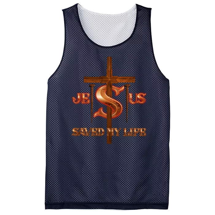 Jesus Saved My Life Metal Cross And Nails Mesh Reversible Basketball Jersey Tank