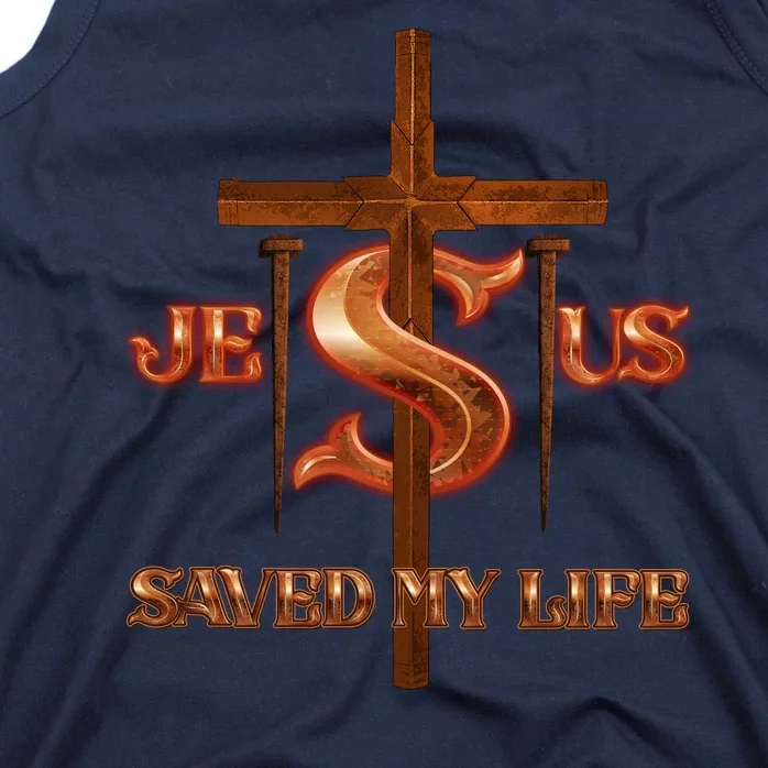 Jesus Saved My Life Metal Cross And Nails Tank Top