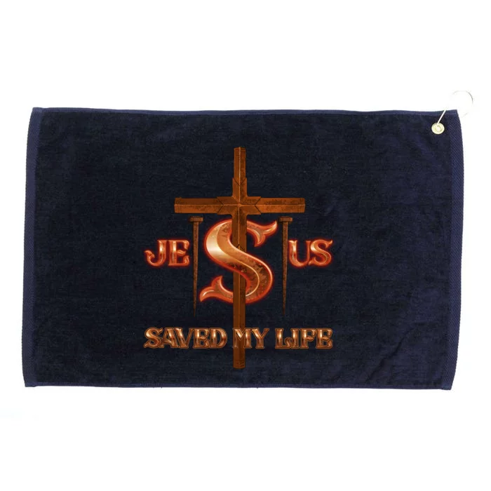 Jesus Saved My Life Metal Cross And Nails Grommeted Golf Towel