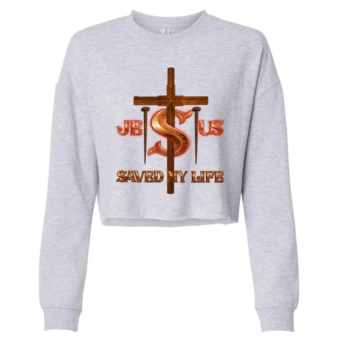 Jesus Saved My Life Metal Cross And Nails Cropped Pullover Crew