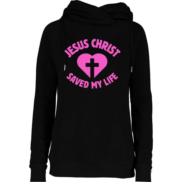 Jesus Saved My Life Breast Cancer Awareness Womens Funnel Neck Pullover Hood