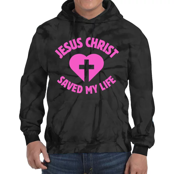 Jesus Saved My Life Breast Cancer Awareness Tie Dye Hoodie