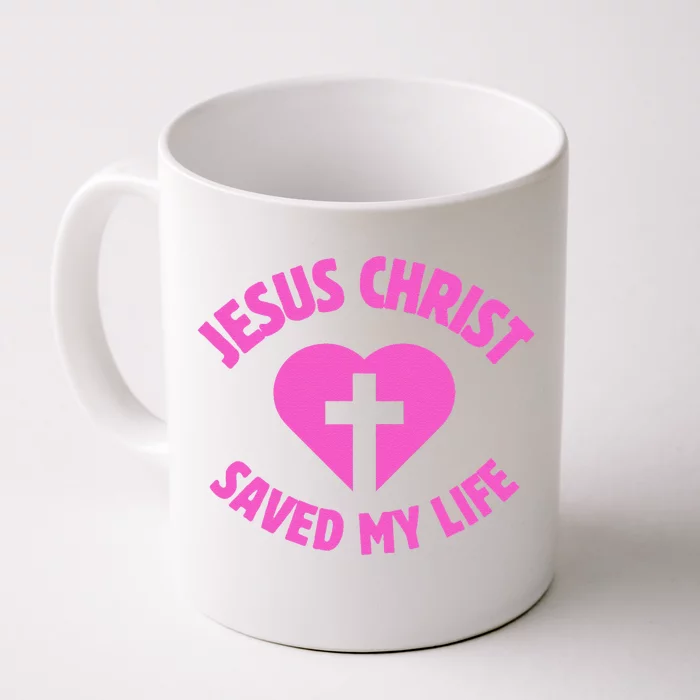 Jesus Saved My Life Breast Cancer Awareness Front & Back Coffee Mug