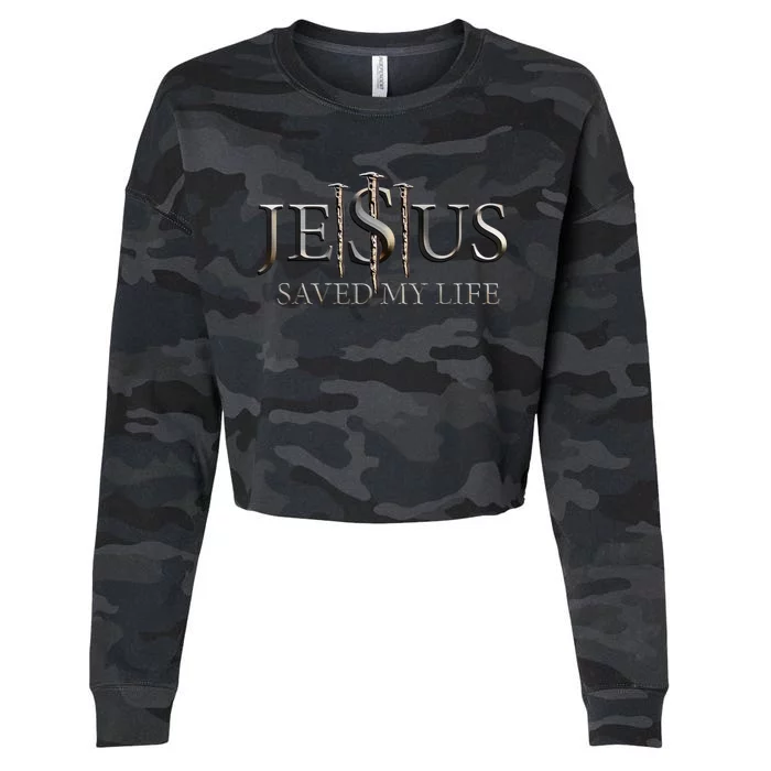 Jesus Saves My Life Christian Religious Believer Cropped Pullover Crew