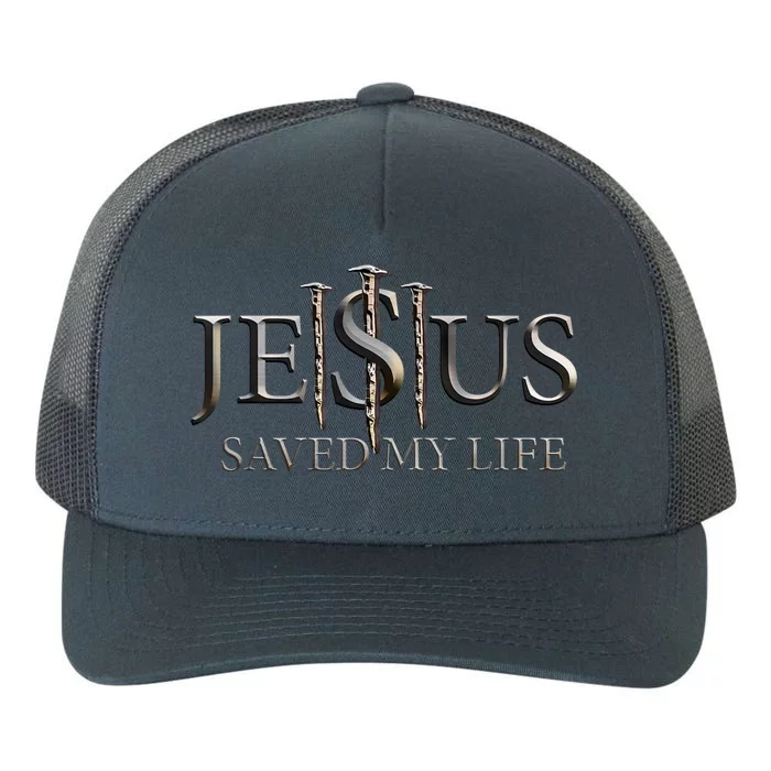 Jesus Saves My Life Christian Religious Believer Yupoong Adult 5-Panel Trucker Hat