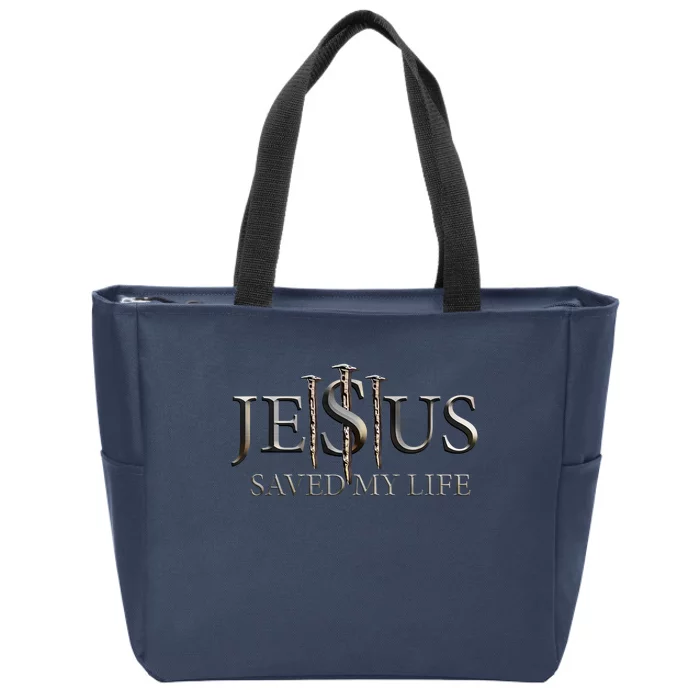 Jesus Saves My Life Christian Religious Believer Zip Tote Bag