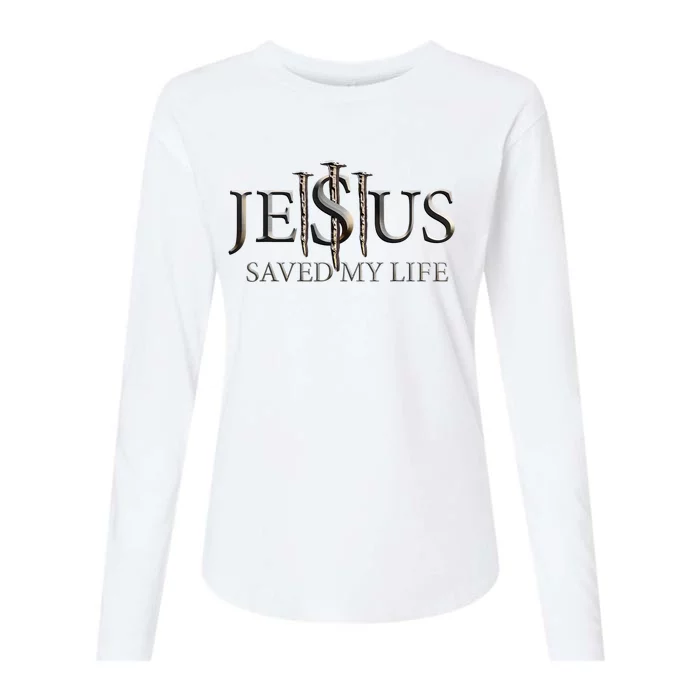 Jesus Saved My Life Christian Religious Believer Womens Cotton Relaxed Long Sleeve T-Shirt