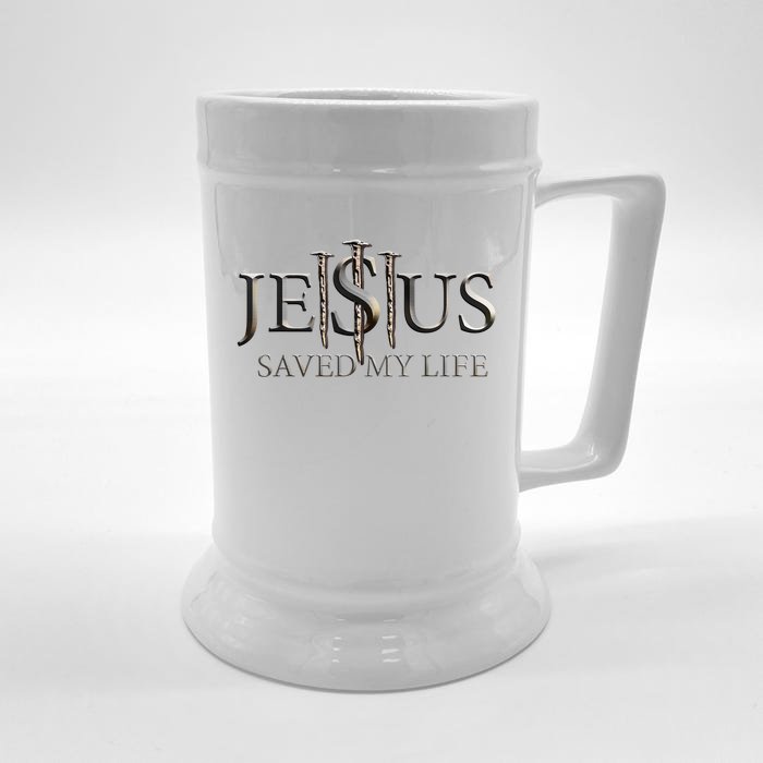 Jesus Saved My Life Christian Religious Believer Front & Back Beer Stein