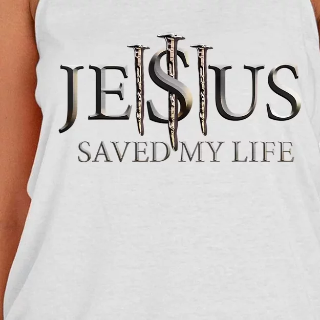 Jesus Saved My Life Christian Religious Believer Women's Knotted Racerback Tank