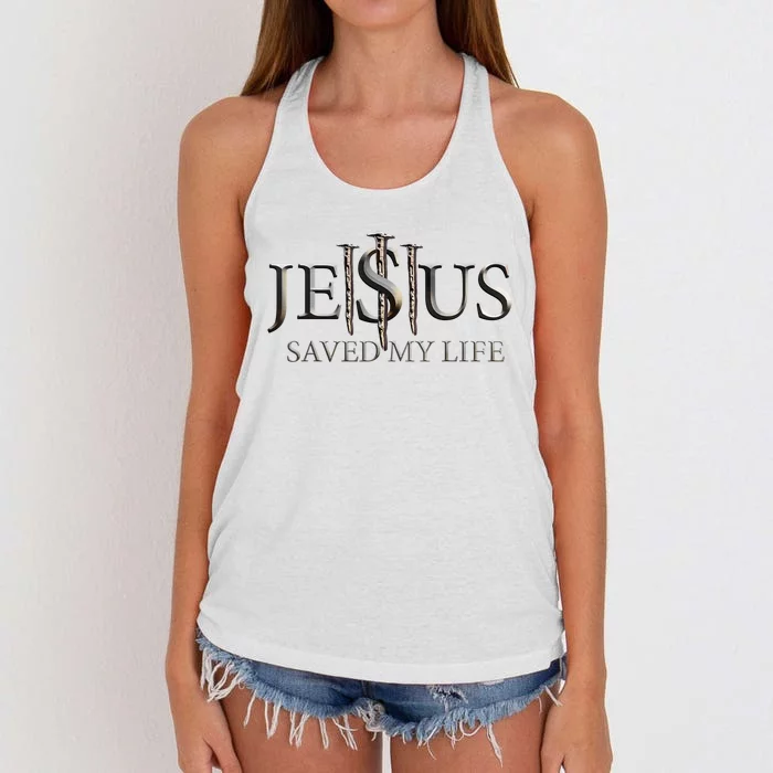 Jesus Saved My Life Christian Religious Believer Women's Knotted Racerback Tank