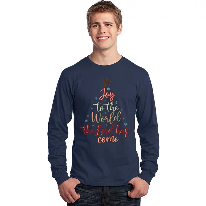 Joy Saying Merry Christmas Christian Message Xmas Tree Tall Long Sleeve T-Shirt