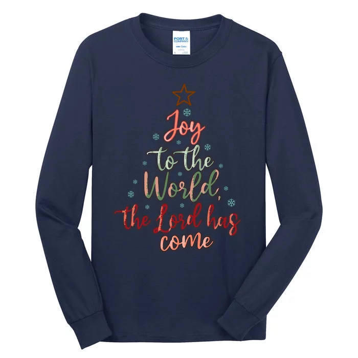 Joy Saying Merry Christmas Christian Message Xmas Tree Tall Long Sleeve T-Shirt