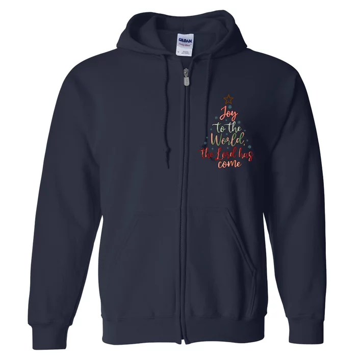 Joy Saying Merry Christmas Christian Message Xmas Tree Full Zip Hoodie