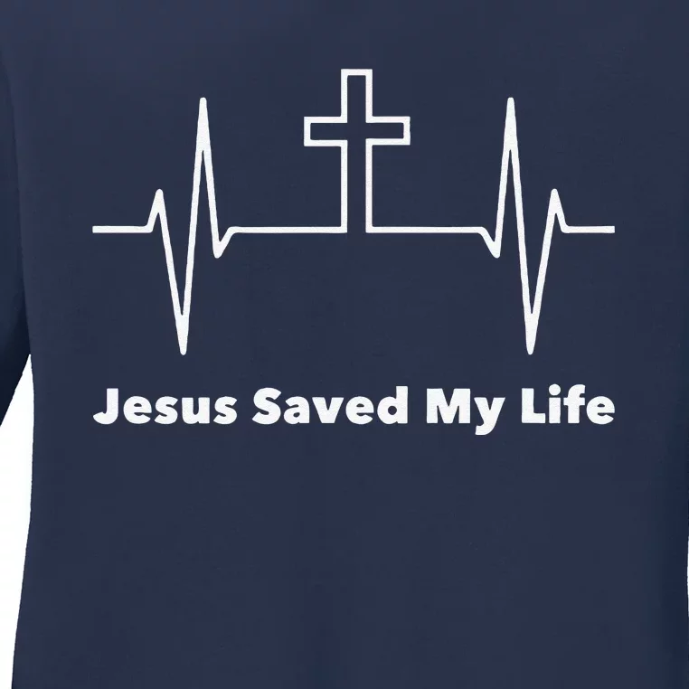 Jesus Saved My Life God Faith Christian Easter Gift Ladies Long Sleeve Shirt