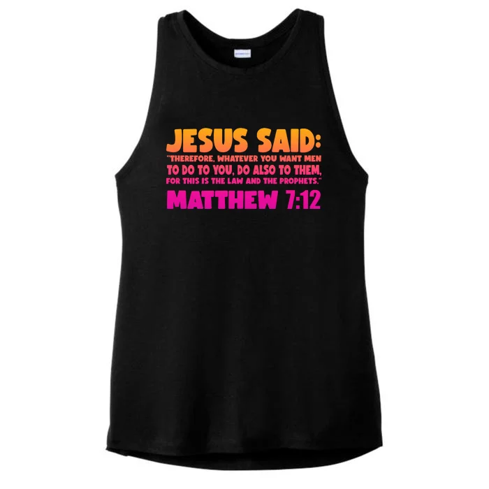 Jesus Said Matthew 7:12 Bible Verse Ladies Tri-Blend Wicking Tank