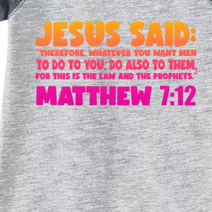 Jesus Said Matthew 7:12 Bible Verse Infant Baby Jersey Bodysuit