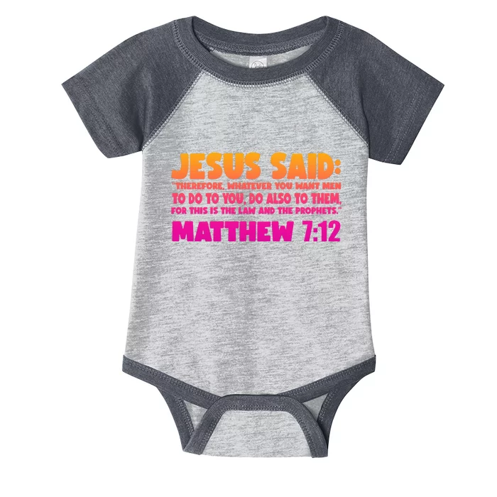 Jesus Said Matthew 7:12 Bible Verse Infant Baby Jersey Bodysuit