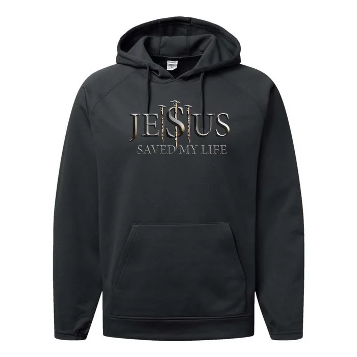 Jesus Saved My Life Christian Religious Believer Performance Fleece Hoodie