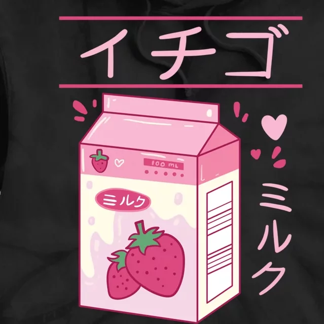 Japanese Strawberry Milk Kawaii Kanji Vaporwave Otaku Gift Tie Dye Hoodie