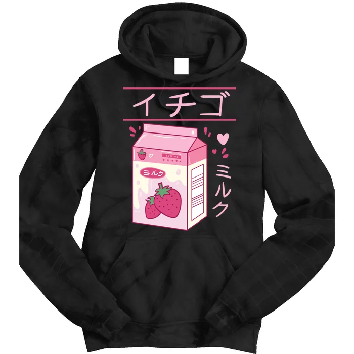 Japanese Strawberry Milk Kawaii Kanji Vaporwave Otaku Gift Tie Dye Hoodie