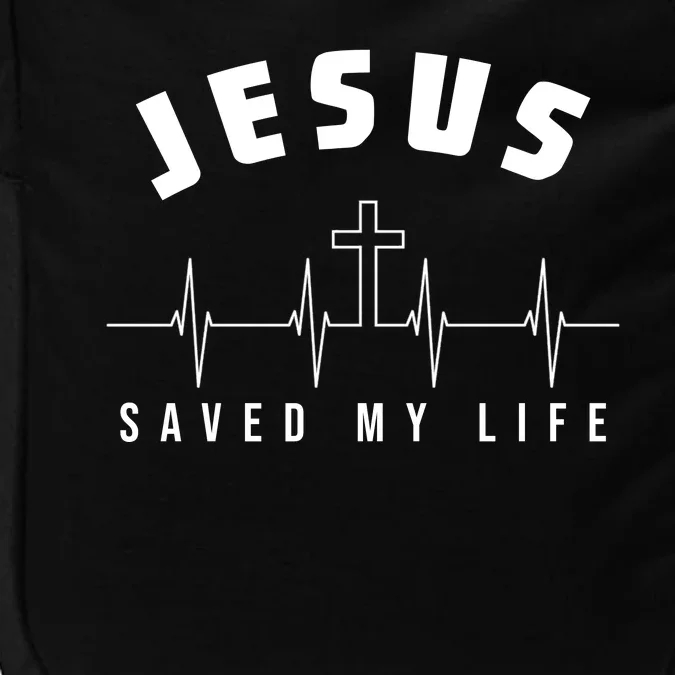 Jesus Saved My Life Cross Heartbeat Impact Tech Backpack